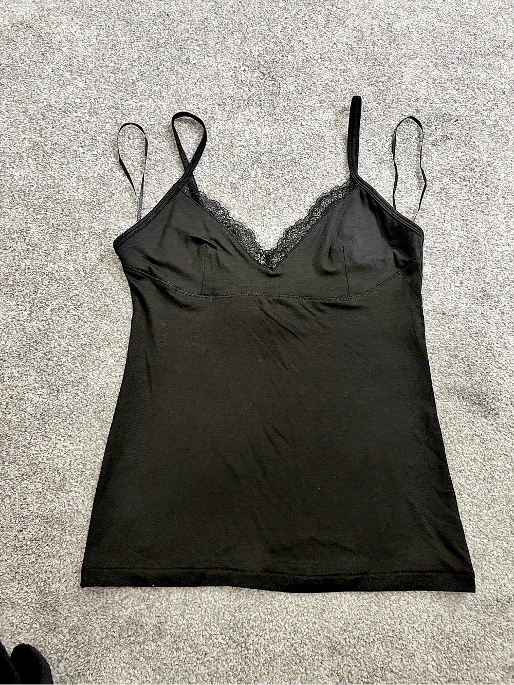 Zara Thin Strap Top Lace Trim Camisole Black Medium